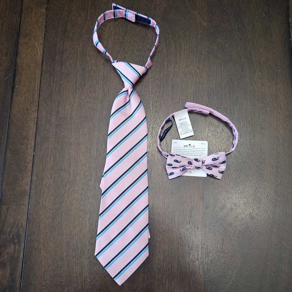 Janie and Jack Necktie & Bow Tie Set Boys Size Up to 3 Pink Stripe Formal NEW